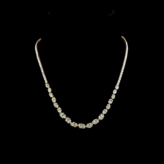 13.60 CTTW Oval Lab Grown Diamond Riviera Necklace 16.5" (E Color and VS1 Clarity)