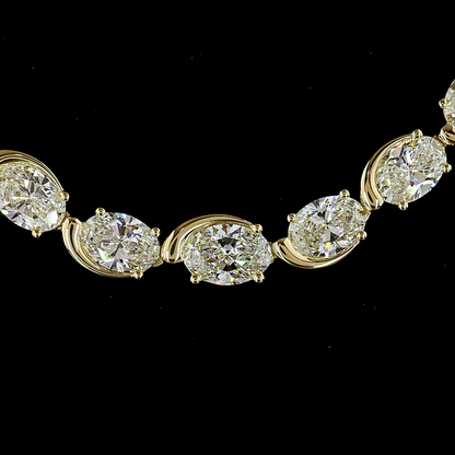 13.60 CTTW Oval Lab Grown Diamond Riviera Necklace 16.5" (E Color and VS1 Clarity)