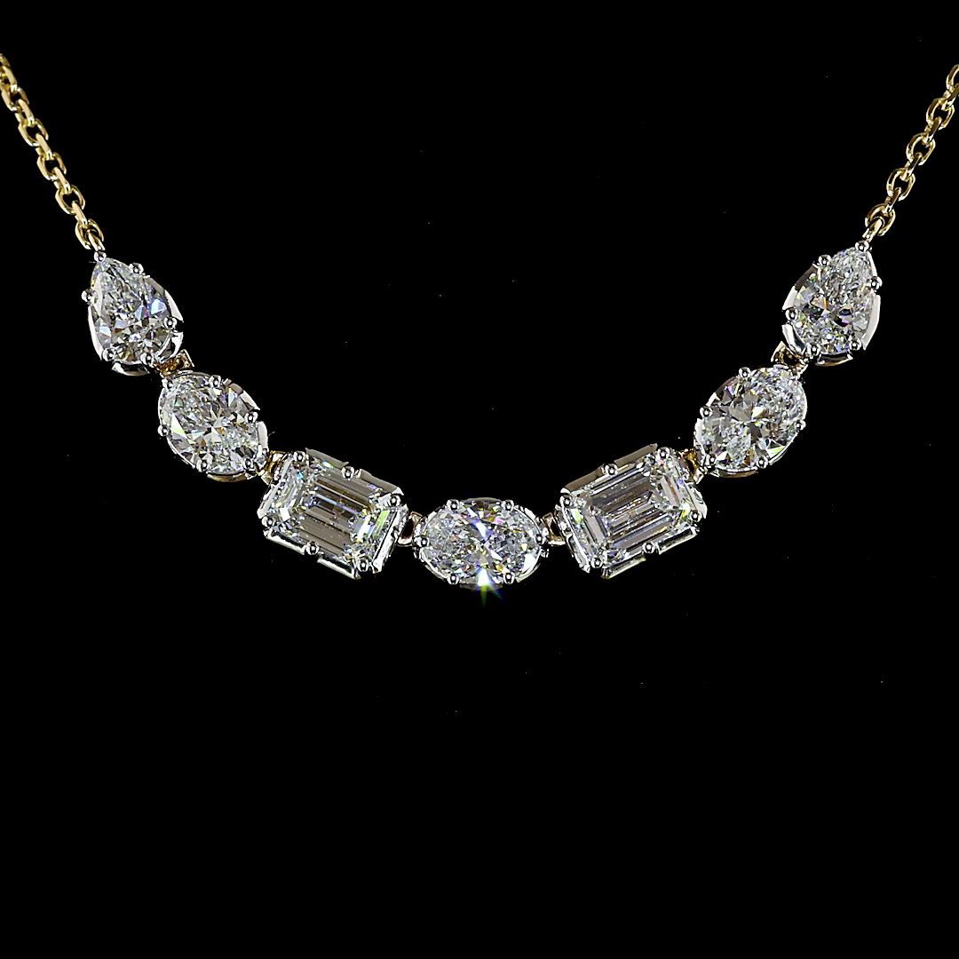1.87 CTTW MIX Lab Grown Diamond Tennis Necklace 16" (E Color and VS1 Clarity)