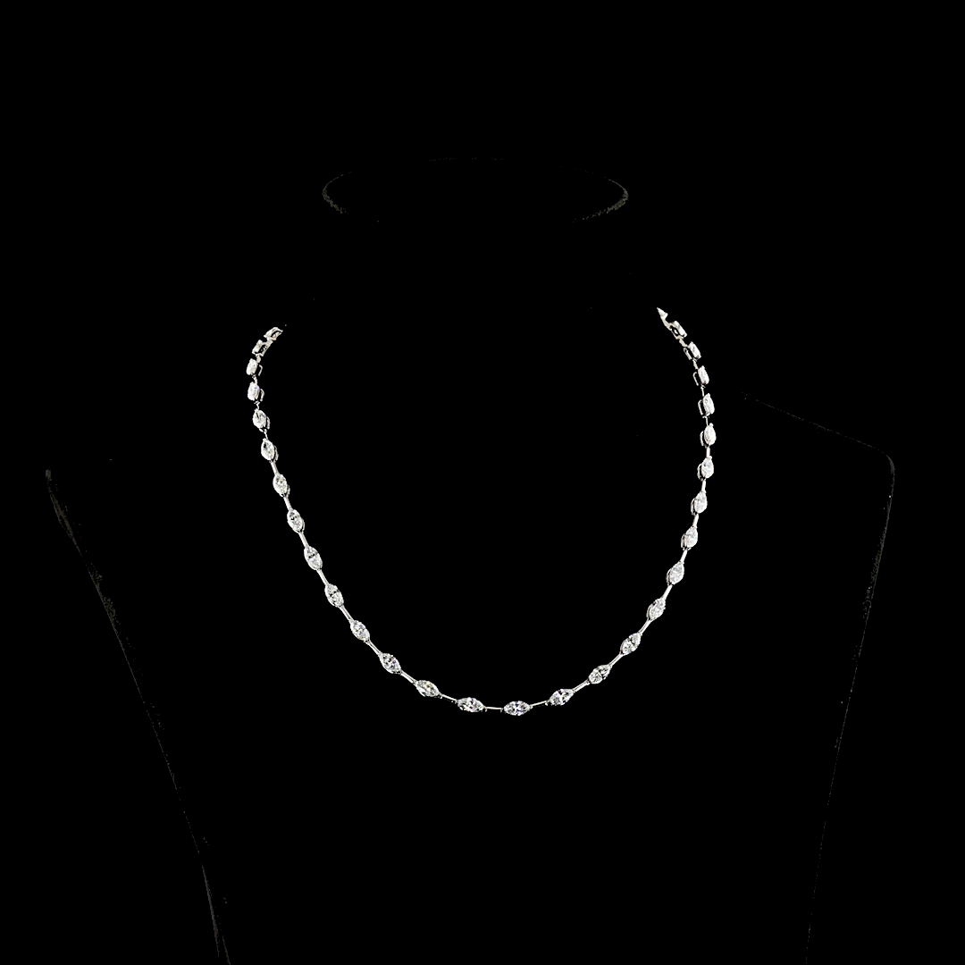 9.81 CTTW Marquise Lab Grown Diamond Station Necklace 16.5" (E Color and VS1 Clarity)
