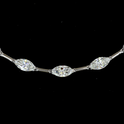 9.81 CTTW Marquise Lab Grown Diamond Station Necklace 16.5" (E Color and VS1 Clarity)