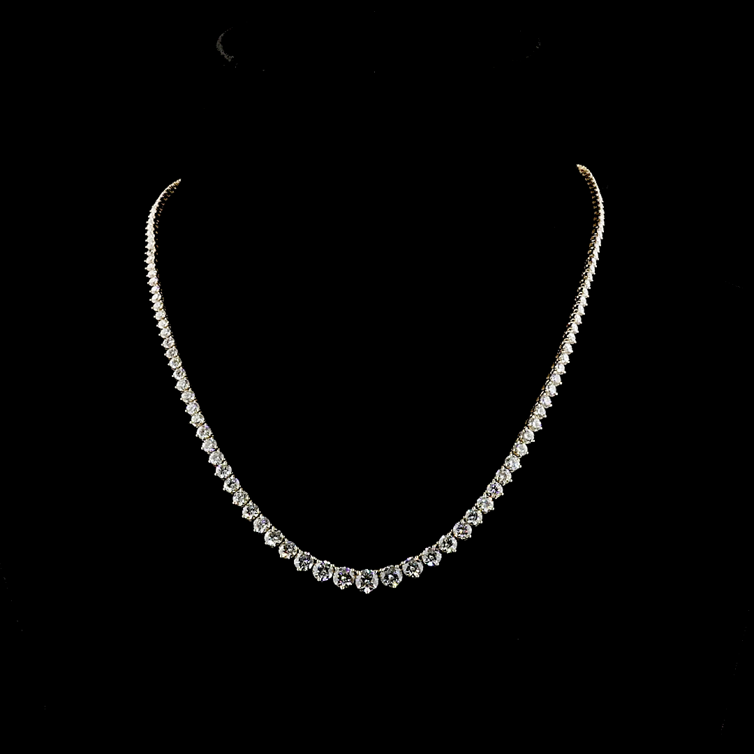 12.15 CTTW Round Lab Grown Diamond Riviera Necklace 16" (F Color and VS1 Clarity)