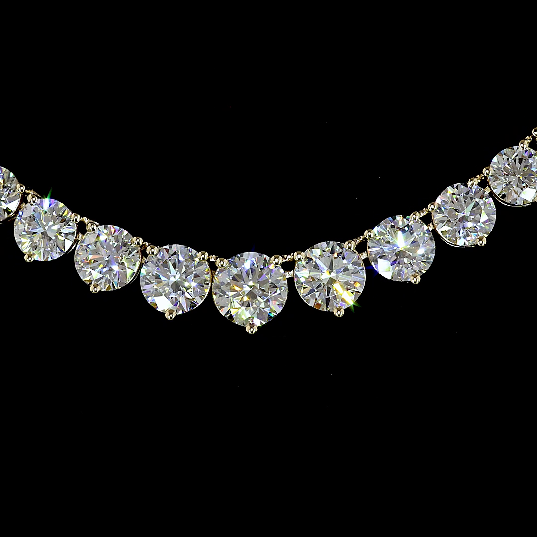 12.15 CTTW Round Lab Grown Diamond Riviera Necklace 16" (F Color and VS1 Clarity)