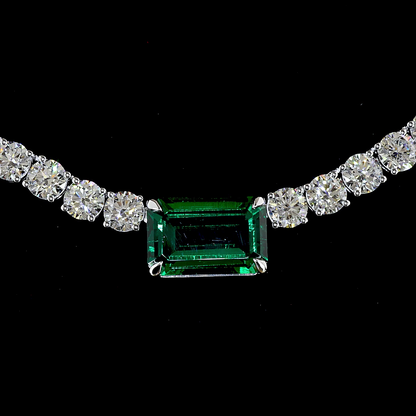 17.44 CTTW Emerald Lab Grown Diamond Tennis Necklace 16.5" (VS1 Clarity)