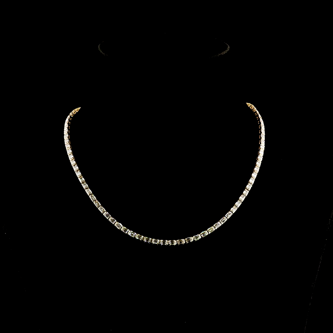 13.75 CTTW Emerald Lab Grown Diamond Tennis Necklace 16" (E Color and VS1 Clarity)