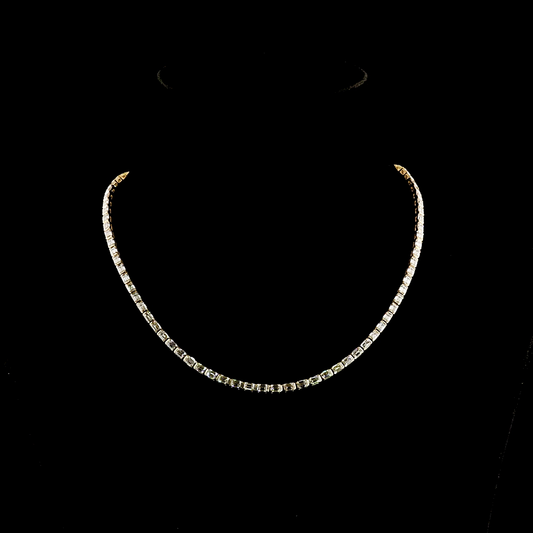 13.75 CTTW Emerald Lab Grown Diamond Tennis Necklace 16" (E Color and VS1 Clarity)