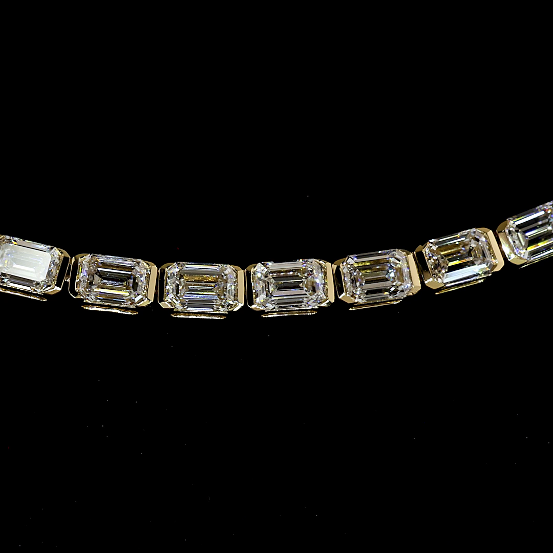 13.75 CTTW Emerald Lab Grown Diamond Tennis Necklace 16" (E Color and VS1 Clarity)