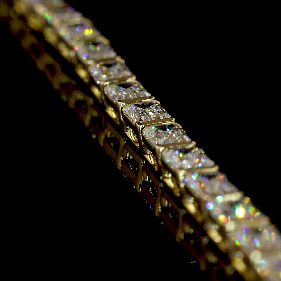 13.75 CTTW Emerald Lab Grown Diamond Tennis Necklace 16" (E Color and VS1 Clarity)