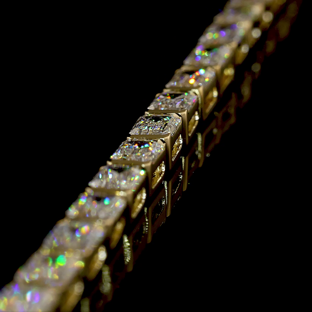 13.75 CTTW Emerald Lab Grown Diamond Tennis Necklace 16" (E Color and VS1 Clarity)