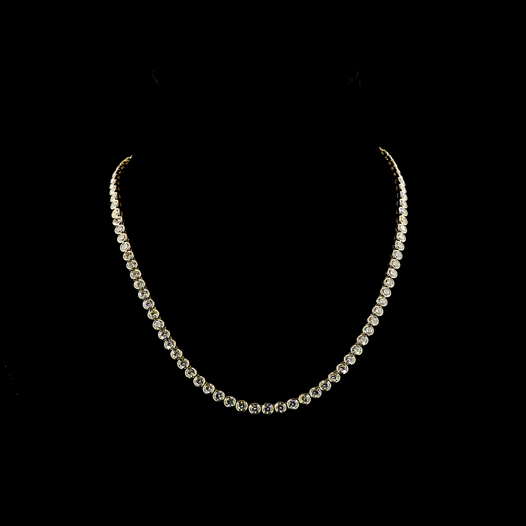 14.36 CTTW Round Lab Grown Diamond Tennis Necklace 16" (E Color and VS1 Clarity)