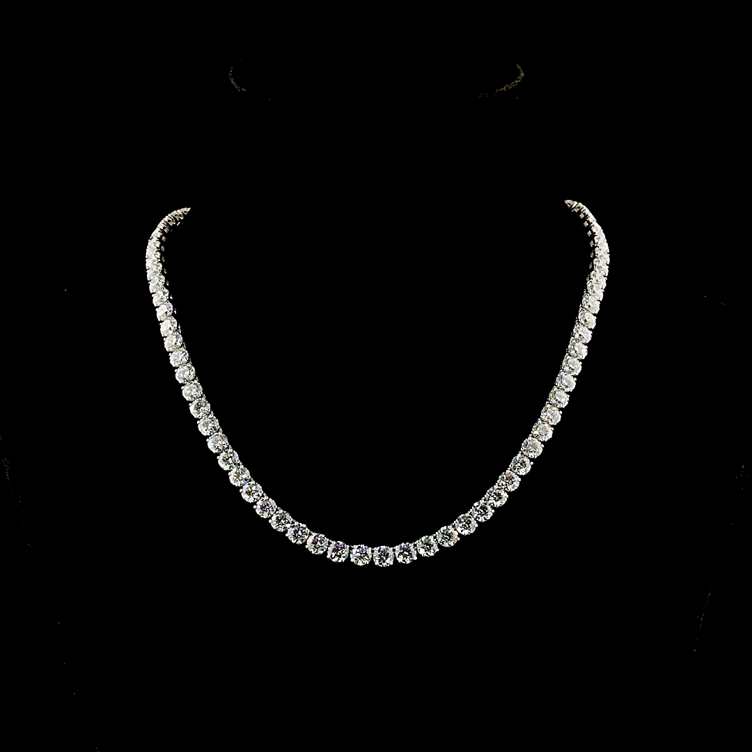 39.77 CTTW Round Lab Grown Diamond Tennis Necklace 16.5" (F Color and VS1 Clarity)