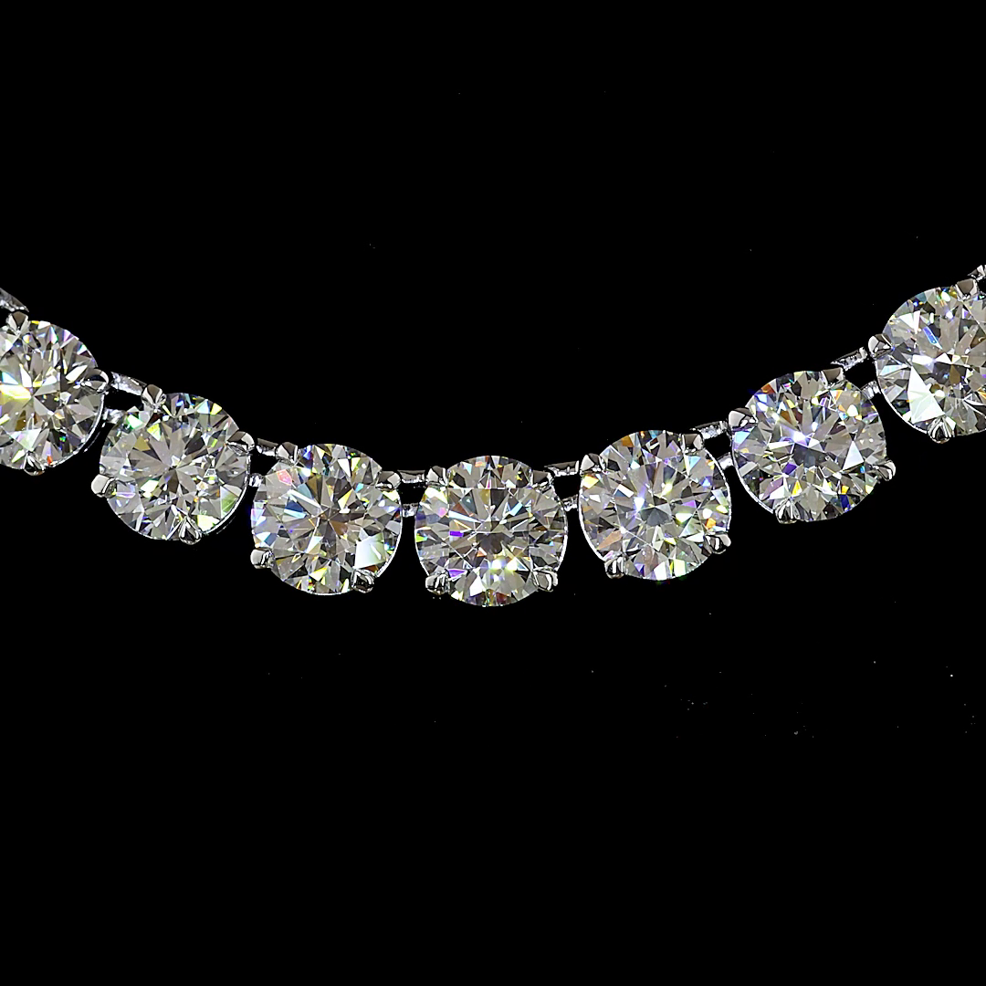 39.77 CTTW Round Lab Grown Diamond Tennis Necklace 16.5" (F Color and VS1 Clarity)