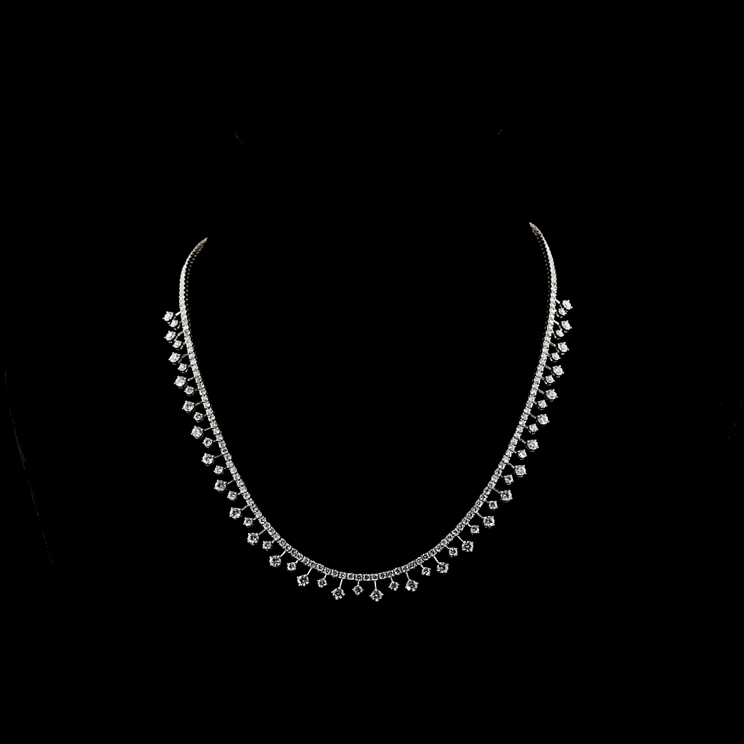 7.32 CTTW Round Lab Grown Diamond Special Necklace 16" (E Color and VS1 Clarity)