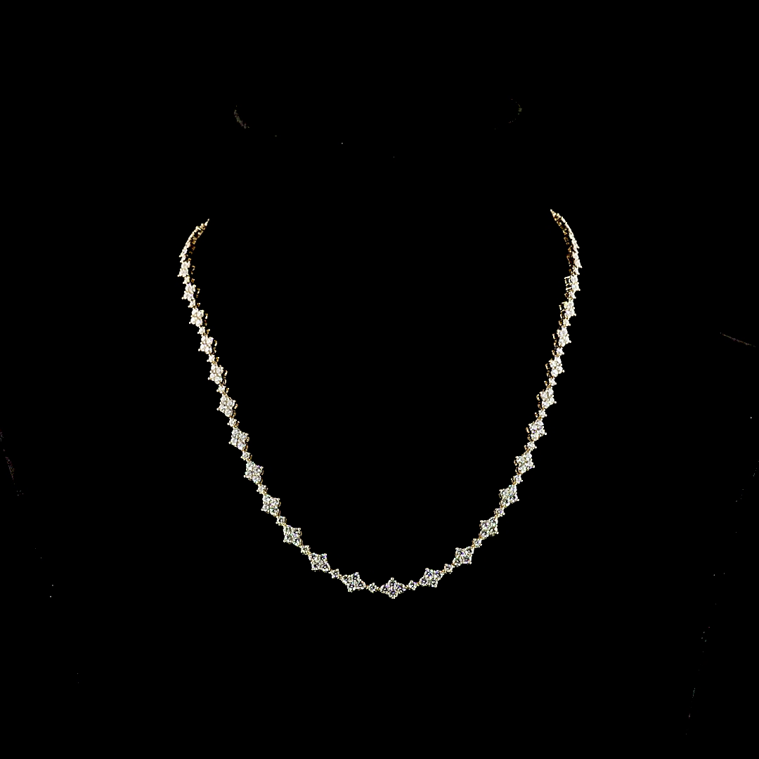 6.16 CTTW Round Lab Grown Diamond Tennis Necklace 16" (E Color and VS1 Clarity)
