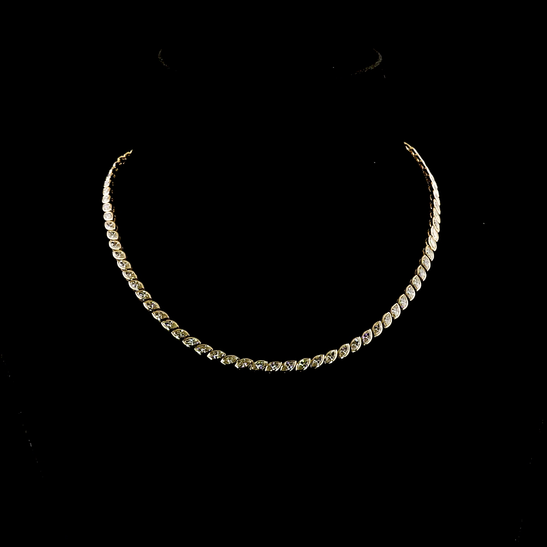 8.93 CTTW Marquise Lab Grown Diamond Tennis Necklace 16" (E Color and VS1 Clarity)