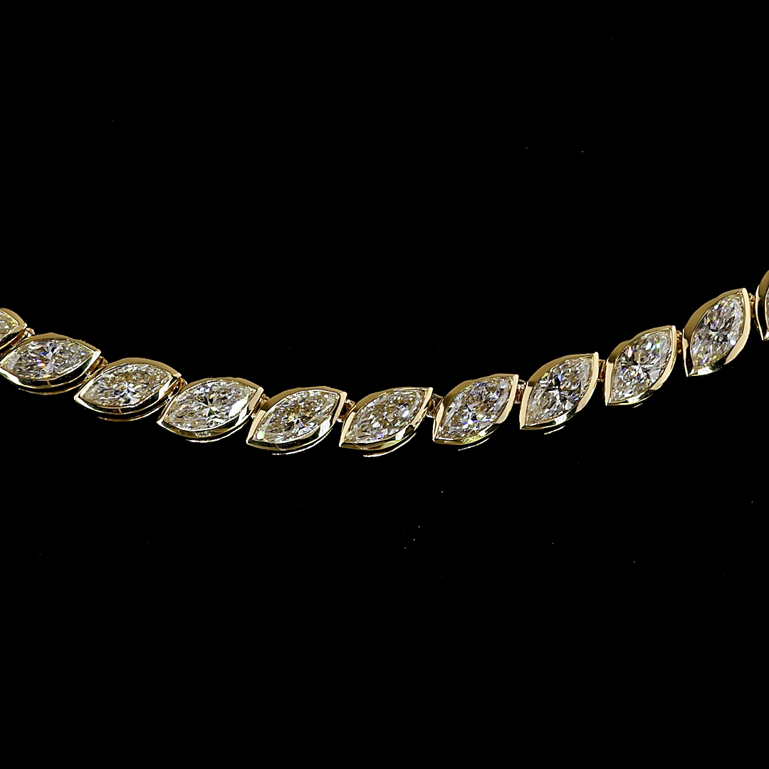 8.93 CTTW Marquise Lab Grown Diamond Tennis Necklace 16" (E Color and VS1 Clarity)