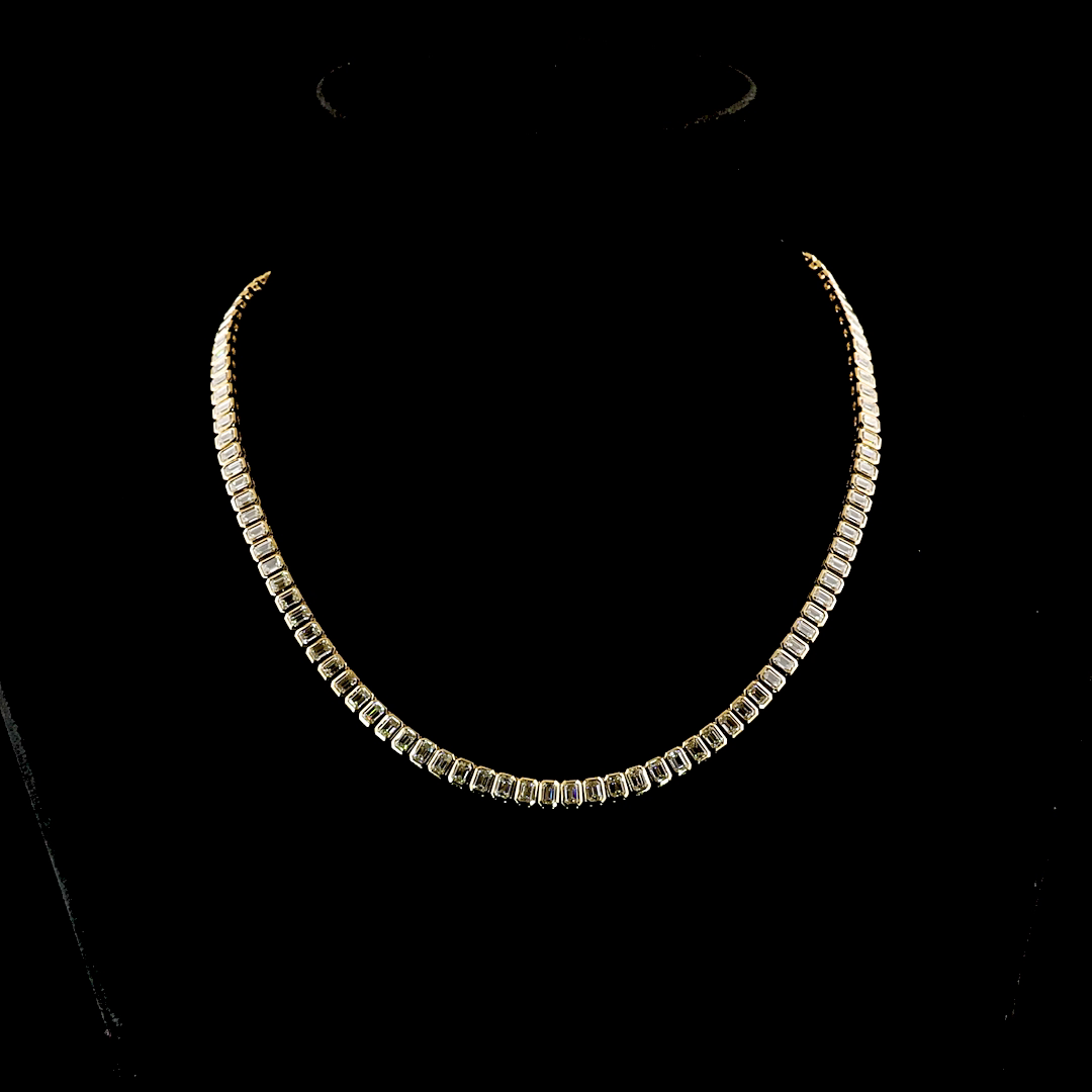 17.09 CTTW Emerald Lab Grown Diamond Tennis Necklace 16" (E Color and VS1 Clarity)