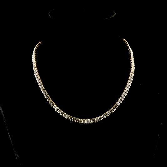 17.09 CTTW Emerald Lab Grown Diamond Tennis Necklace 16" (E Color and VS1 Clarity)
