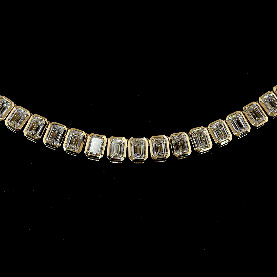 17.09 CTTW Emerald Lab Grown Diamond Tennis Necklace 16" (E Color and VS1 Clarity)