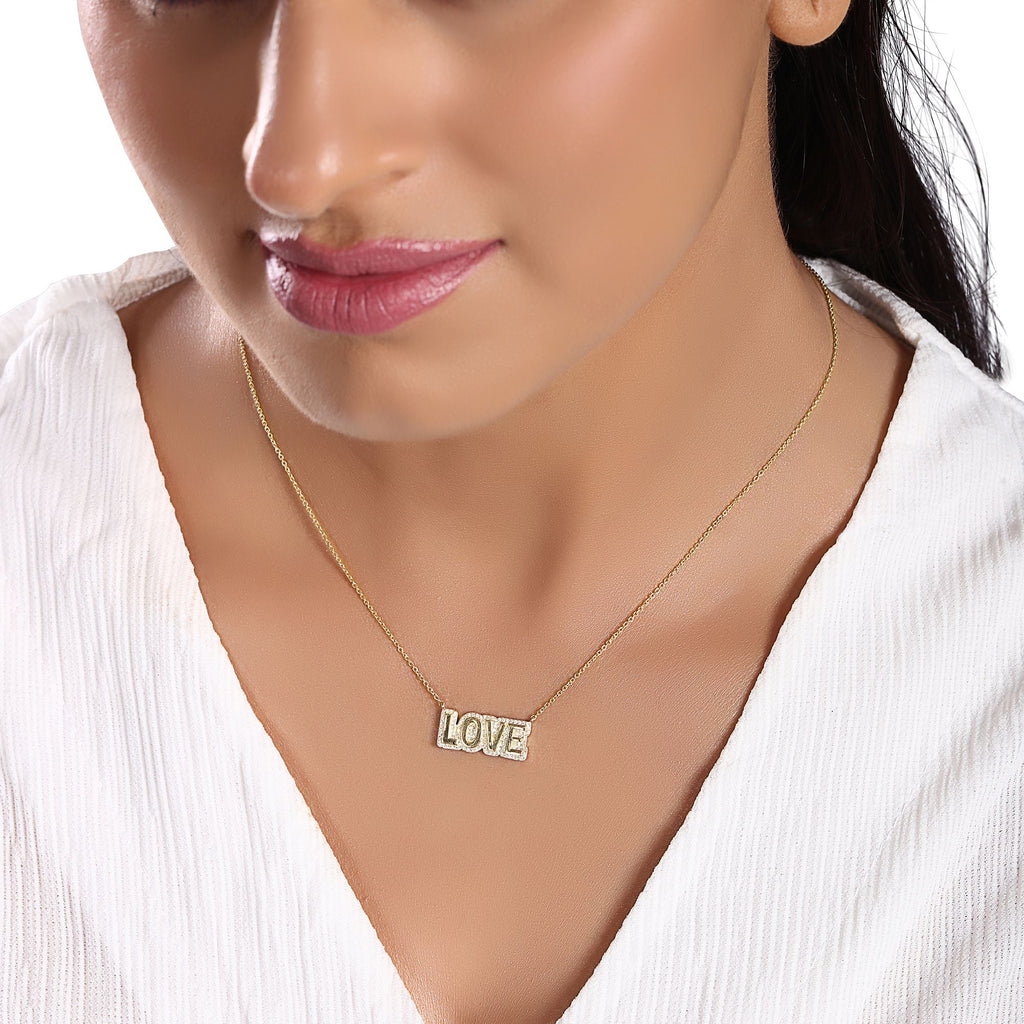 Diamond LOVE Alphabet Pavé Pendant Necklace