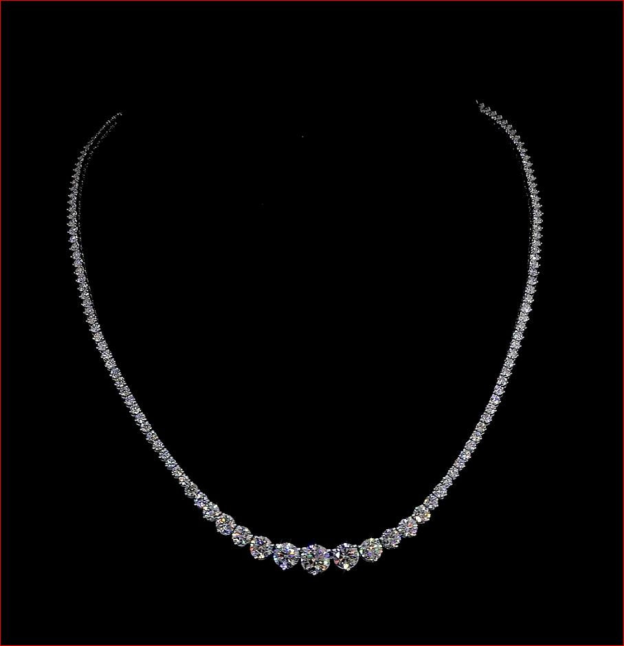 17.66 CTTW Round Lab Diamond Riviera Necklace 16.5" (E Color and VS1 Clarity)
