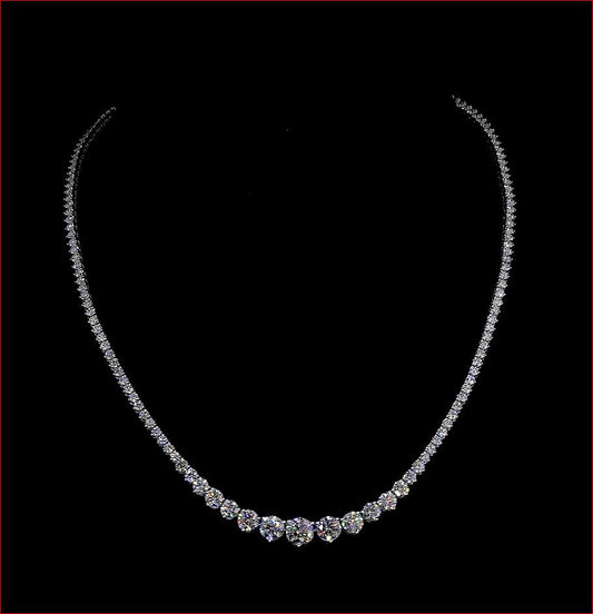 17.66 CTTW Round Lab Diamond Riviera Necklace 16.5" (E Color and VS1 Clarity)