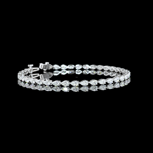 4.11 CTTW Pear Lab Diamond Tennis Bracelet 7" 14k White Gold (E Color and VS Clarity)