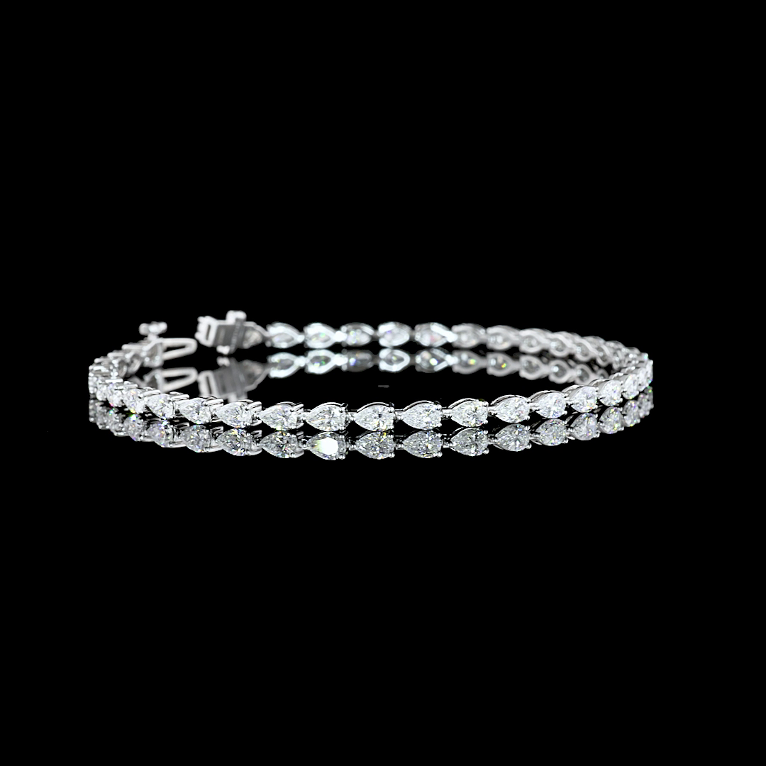 4.20 CTTW Pear Lab Grown Diamond Tennis Bracelet 7" (E Color and VS Clarity)