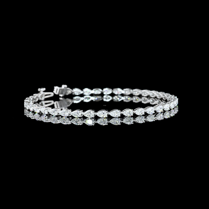4.20 CTTW Pear Lab Grown Diamond Tennis Bracelet 7" (E Color and VS Clarity)
