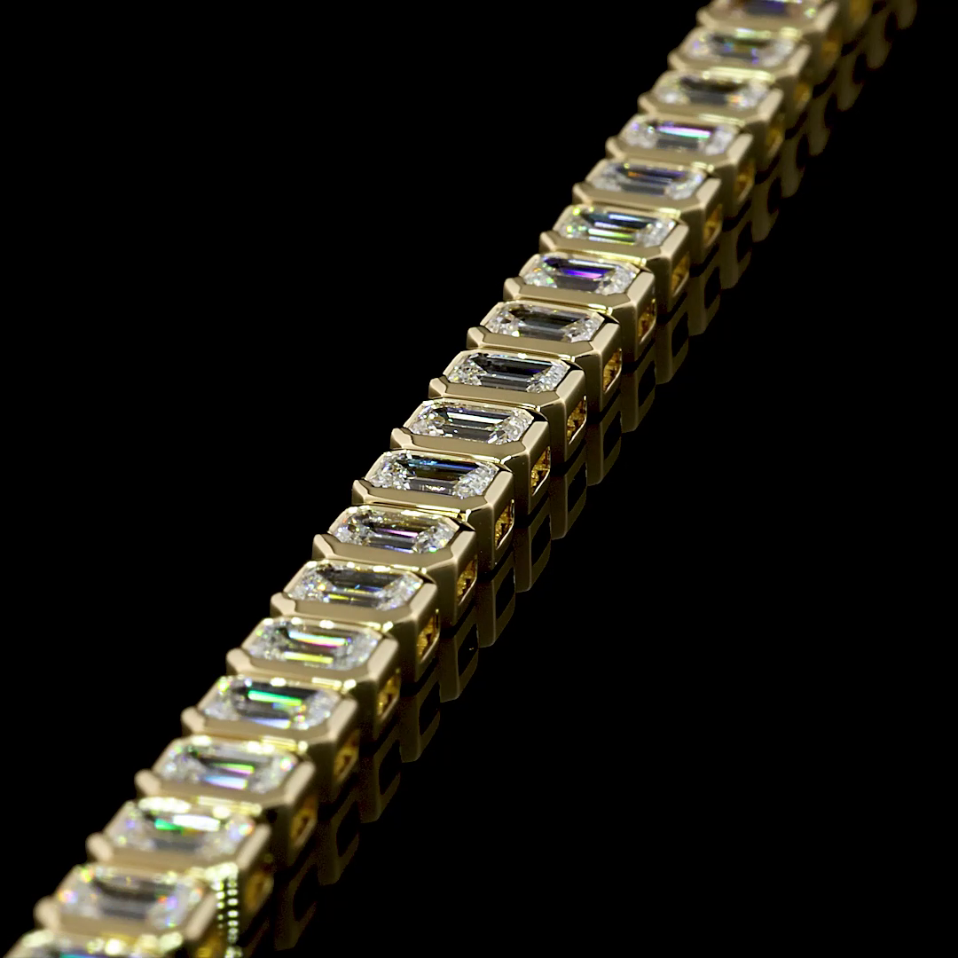 7.10 CTTW Emerald Lab Diamond Tennis Bracelet 7" 14k Yellow Gold E/D Color and VS/VS1 Clarity jewelry-spot-usa