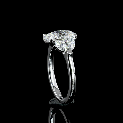 3.07 CTTW Oval Lab Grown Diamond 3 Stones Ring Sz. 6 (E Color and VS1 Clarity)