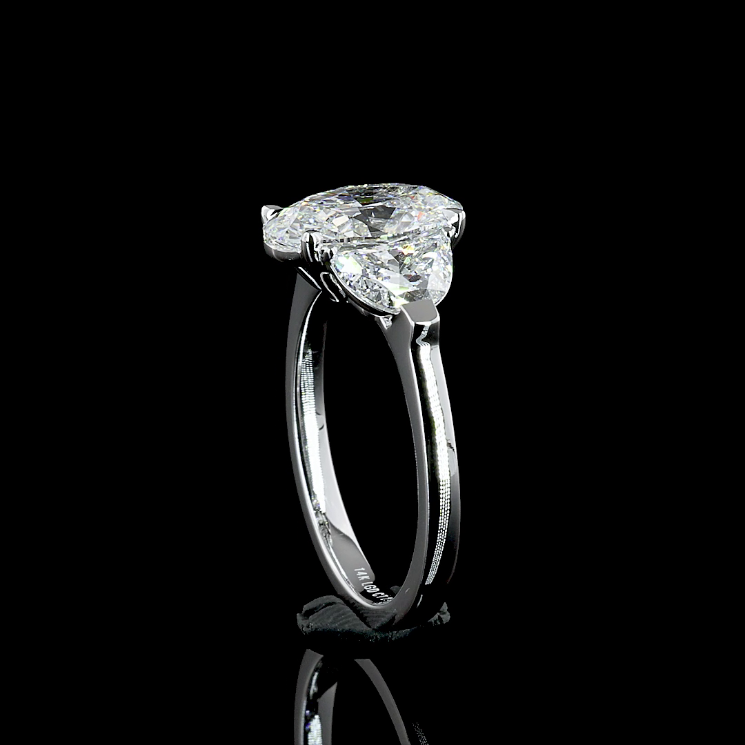 3.05 CTTW Oval Lab Diamond 3 Stones Ring (D Color and VS1 Clarity)