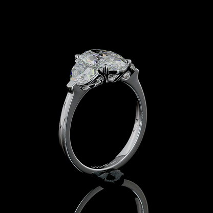 3.05 CTTW Oval Lab Diamond 3 Stones Ring (D Color and VS1 Clarity)
