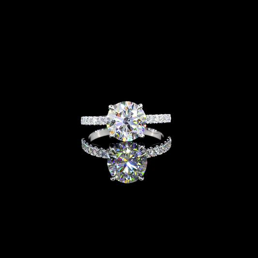 2.33 CTTW Round D VS1 Lab Diamond Hidden Halo Ring 14k White Gold