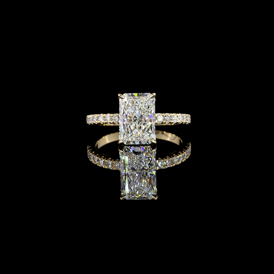 2.88 CTTW Radiant Lab Grown Diamond Hidden Halo Ring Sz. 6.5 (E Color and VS1 Clarity)