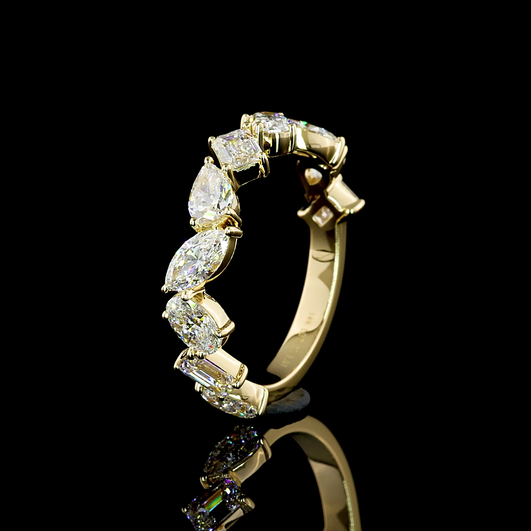 2.11 CTTW MIX Lab Diamond 3/4 Eternity Band Sz. 6.5 14k Yellow Gold F Color and VS2 Clarity jewelry-spot-usa