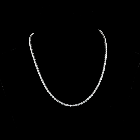 9.92 CTTW Oval Lab Diamond Tennis Necklace 16.85" 14k White Gold F Color and VS1 Clarity jewelry-spot-usa
