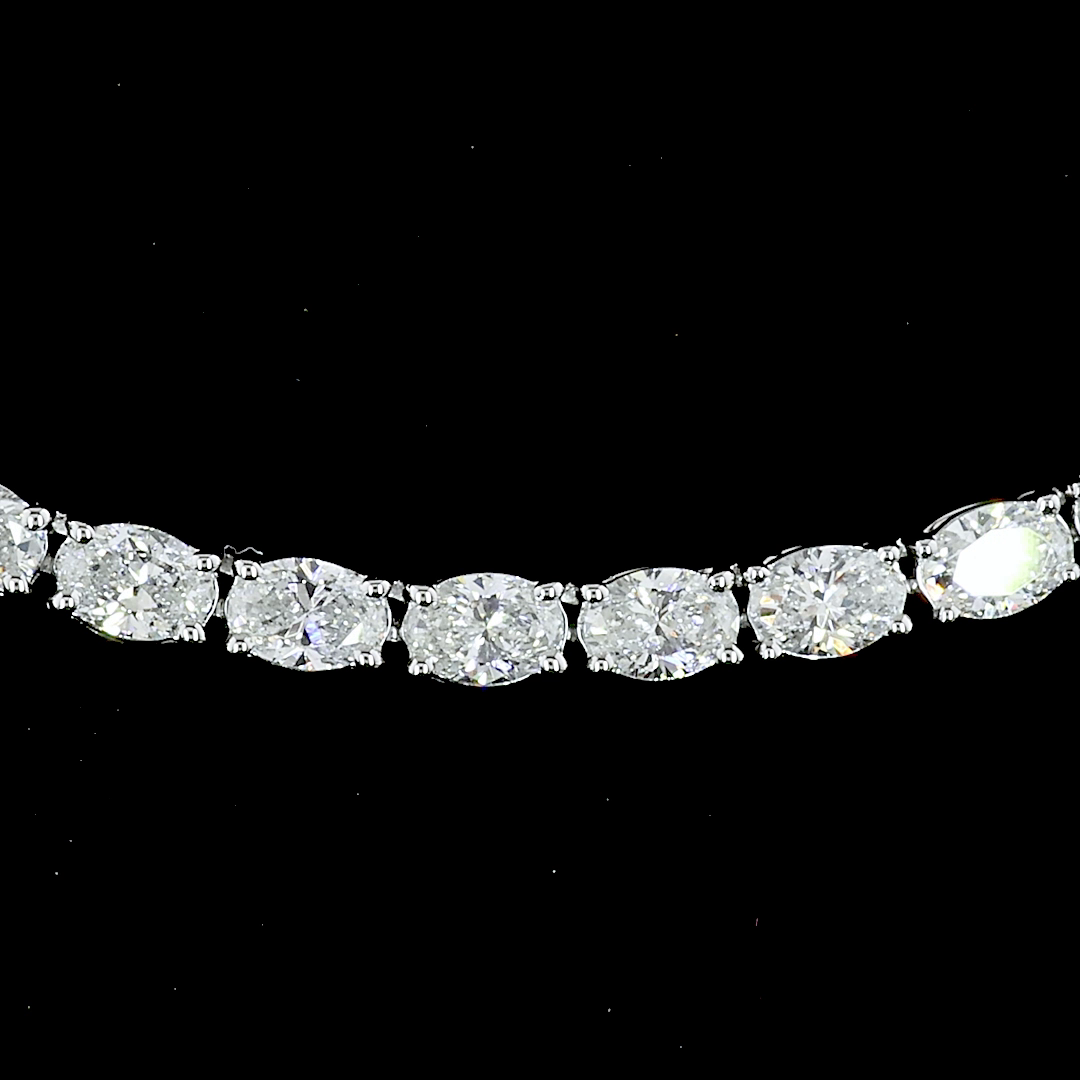 9.89 CTTW Oval Lab Diamond Tennis Necklace (E Color and VS1 Clarity)