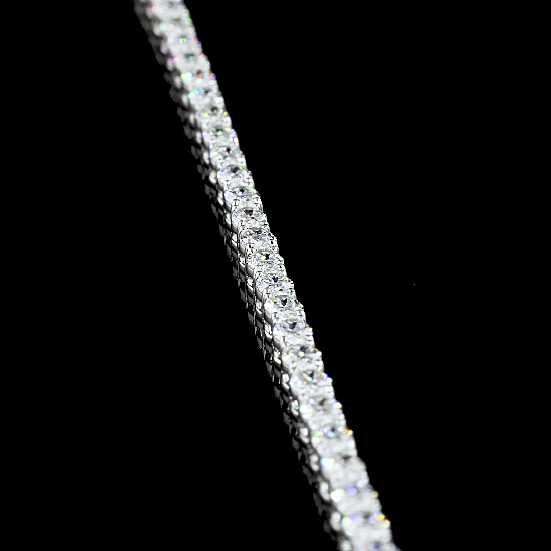 9.92 CTTW Oval Lab Diamond Tennis Necklace 16.85" 14k White Gold (F Color and VS1 Clarity)