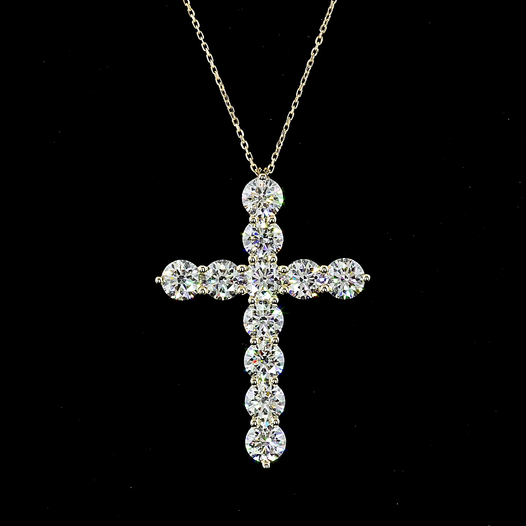 5.35 CTTW Round Lab Diamond Symbol Necklace Pendant 18" 14k Yellow Gold E Color and VS Clarity jewelry-spot-usa