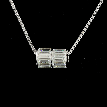 4.11 CTTW Baguette Lab Diamond Baguette Necklace Pendant 16" 14k White Gold (E Color and VS Clarity)