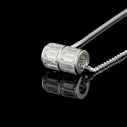 4.11 CTTW Baguette Lab Diamond Baguette Necklace Pendant 16" 14k White Gold (E Color and VS Clarity)