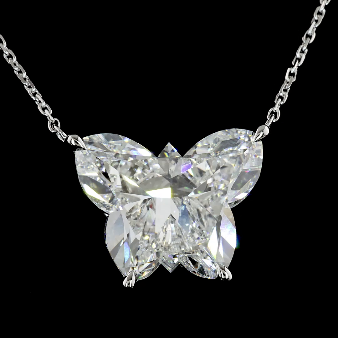 8.86 CT Butterfly Lab Diamond Symbol Necklace Pendant 18" 14k White Gold F Color and VS1 Clarity jewelry-spot-usa