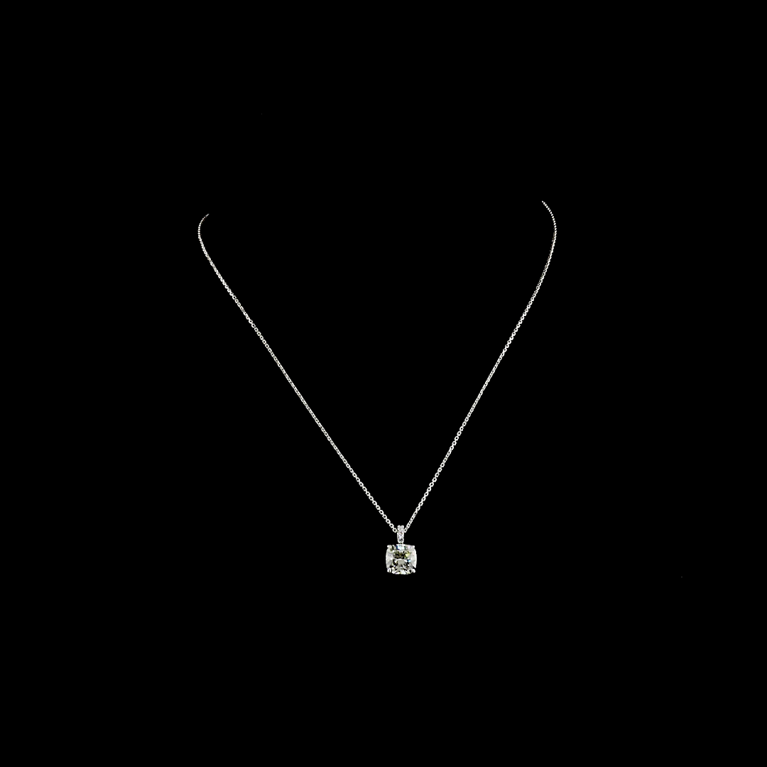2.88 CTTW Cushion Brilliant Lab Grown Diamond Cushion Brilliant Necklace Pendant (J Color and VVS2 Clarity)