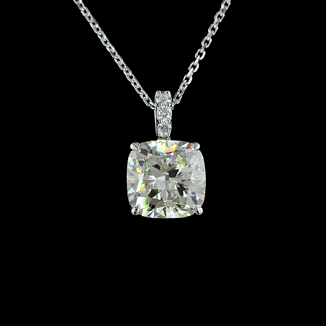2.88 CTTW Cushion Brilliant Lab Grown Diamond Cushion Brilliant Necklace Pendant (J Color and VVS2 Clarity)