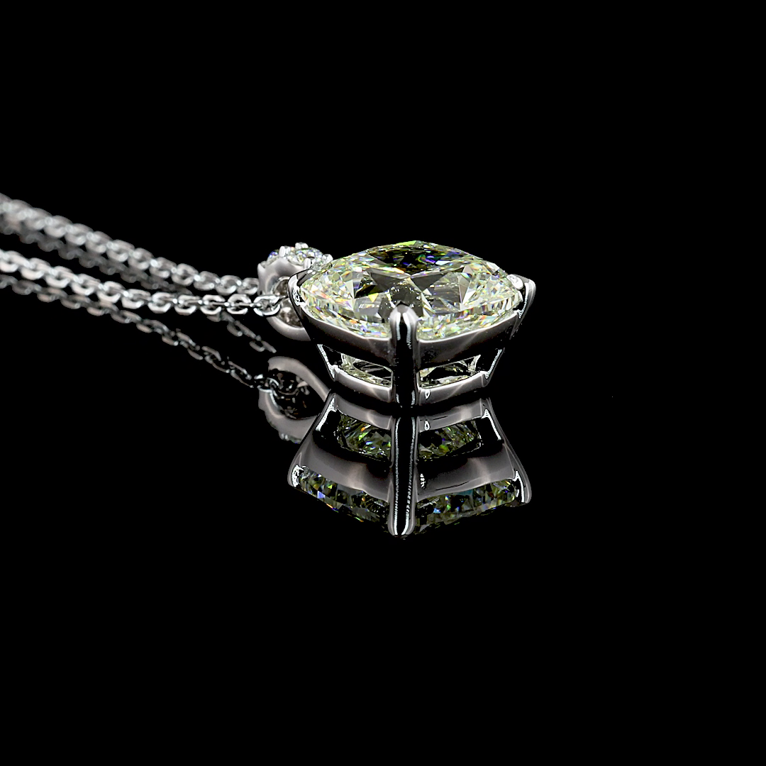 2.88 CTTW Cushion Brilliant Lab Grown Diamond Cushion Brilliant Necklace Pendant (J Color and VVS2 Clarity)