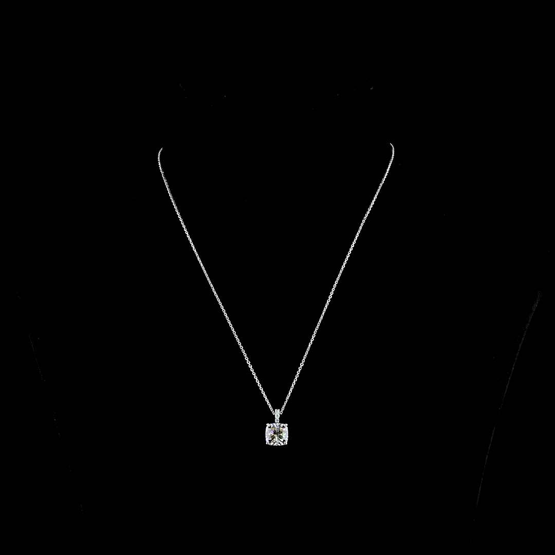 2.83 CTTW Cushion Brilliant Lab Grown Diamond Cushion Brilliant Necklace Pendant (J Color and VS1 Clarity)