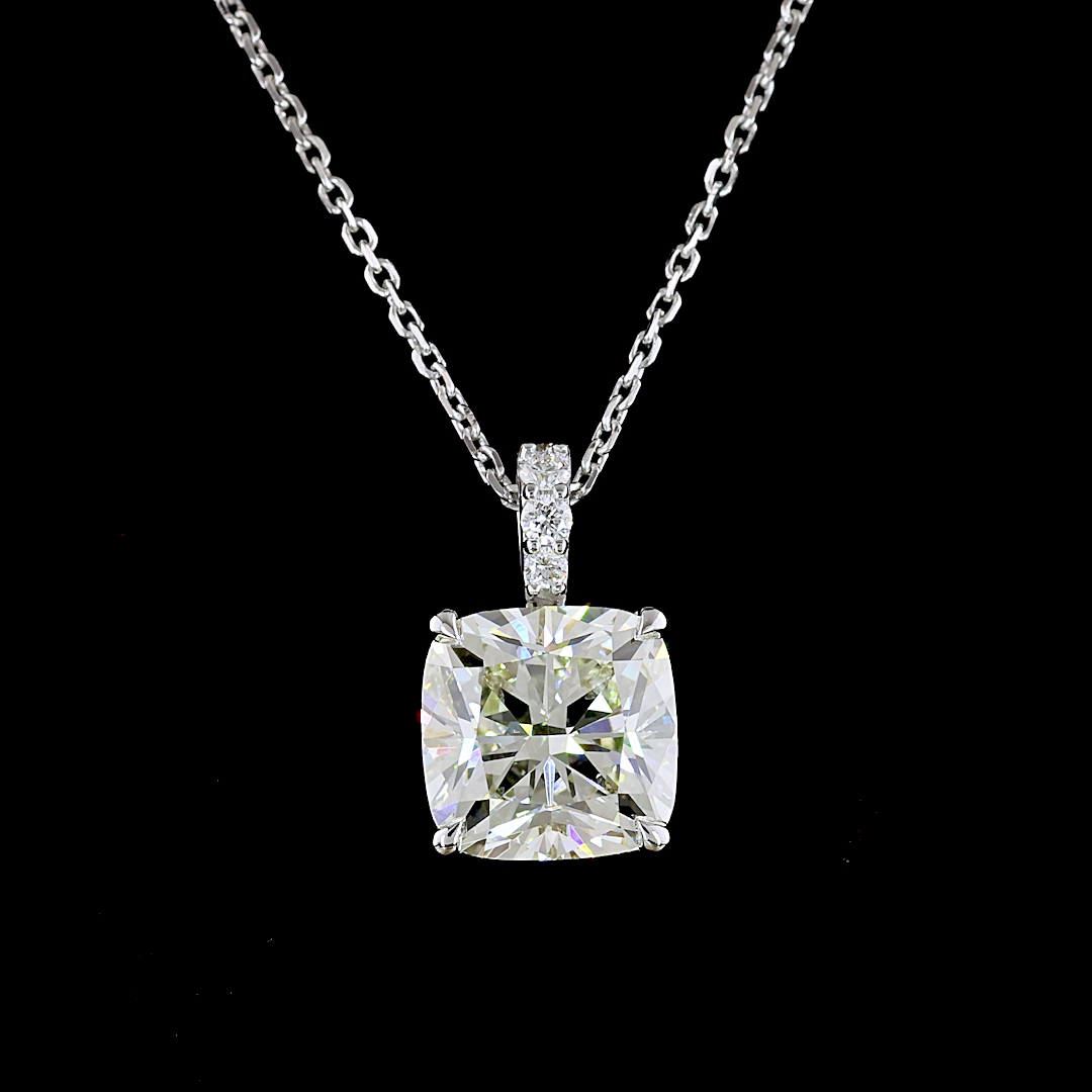 2.30 CTTW Cushion Brilliant Lab Diamond Cushion Brilliant Necklace Pendant 18" 14k White Gold J Color and SI1 Clarity jewelry-spot-usa