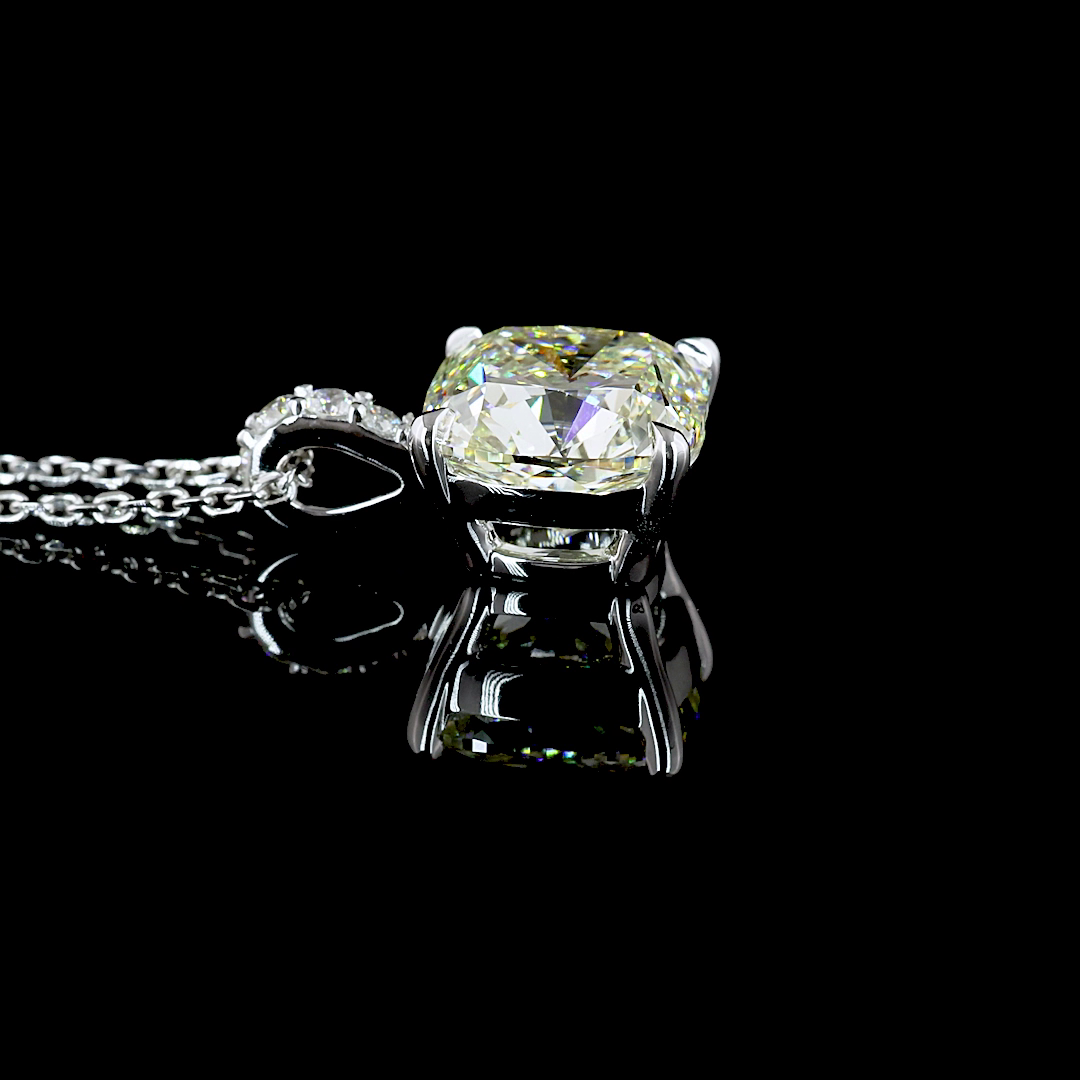 2.30 CTTW Cushion Brilliant Lab Diamond Cushion Brilliant Necklace Pendant 18" 14k White Gold J Color and SI1 Clarity jewelry-spot-usa