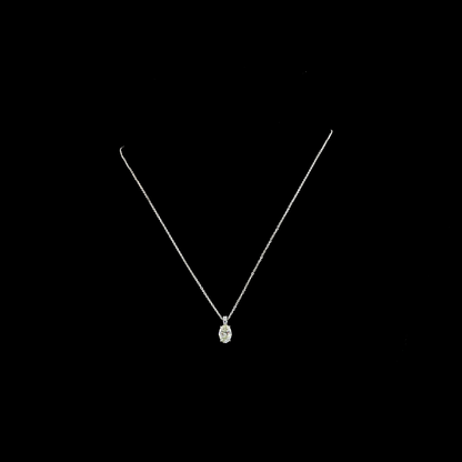 1.09 CTTW Oval Lab Diamond Oval Necklace Pendant 18" 14k White Gold J Color and VS1 Clarity jewelry-spot-usa